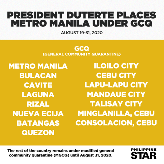 The President of the Philippines Declares Manila under GCQ Lock-Down