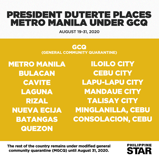 The President of the Philippines Declares a GCQ Manila City Lock-Down